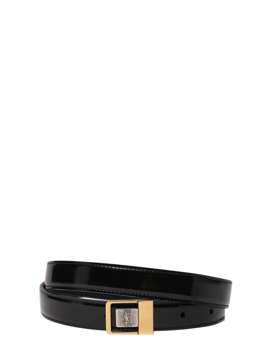 Saint Laurent: 3cm Boucle La 66 brushed leather belt - Black - men_0 | Luisa Via Roma