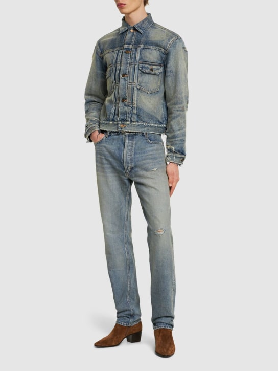 Saint Laurent: Jeans relaxed fit con cintura media - Melrose Blue - men_1 | Luisa Via Roma