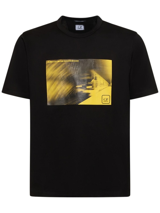 C.P. Company: Metropolis Series 로고 티셔츠 - 블랙 - men_0 | Luisa Via Roma