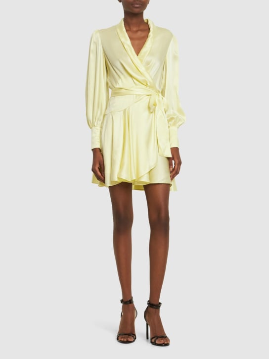 Zimmermann: Silk mini wrap dress - Lemon - women_1 | Luisa Via Roma