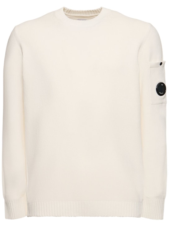 C.P. Company: Suéter de punto de chenilla de algodón - Gauze White - men_0 | Luisa Via Roma