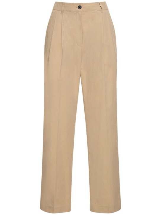 Dunst: Pleated cotton & nylon chino pants - Bej - women_0 | Luisa Via Roma