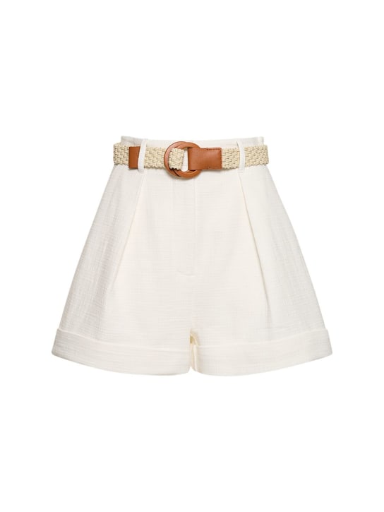 Zimmermann: August cuffed cotton shorts - Ivory - women_0 | Luisa Via Roma