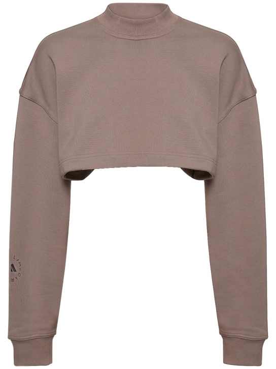 adidas By Stella McCartney: Kurzes Sweatshirt mit offenem Rücken „Sportswear“ - Tech Earth - women_0 | Luisa Via Roma