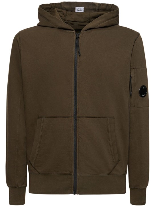C.P. Company: Light fleece zipped hoodie - Green - men_0 | Luisa Via Roma
