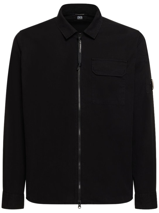 C.P. Company: Gabardine zipped shirt - Siyah - men_0 | Luisa Via Roma