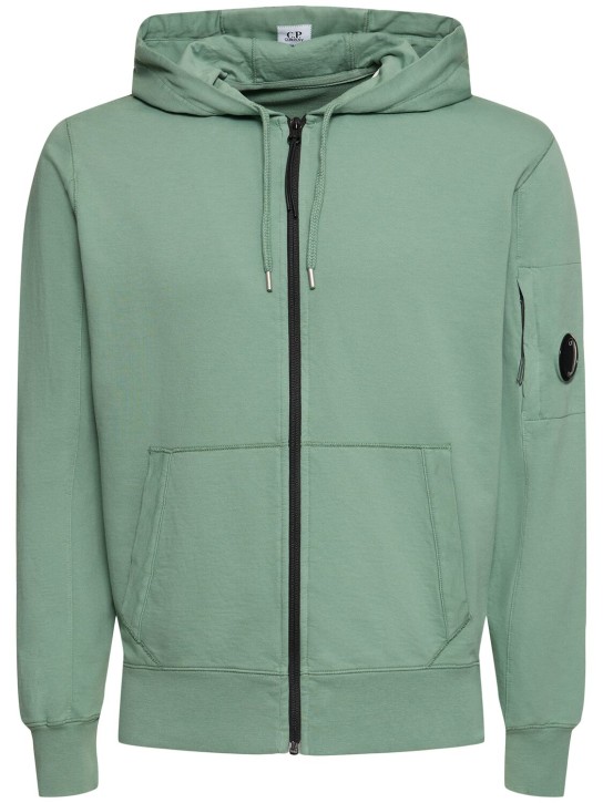 C.P. Company: Light fleece zipped hoodie - Green Bay - men_0 | Luisa Via Roma