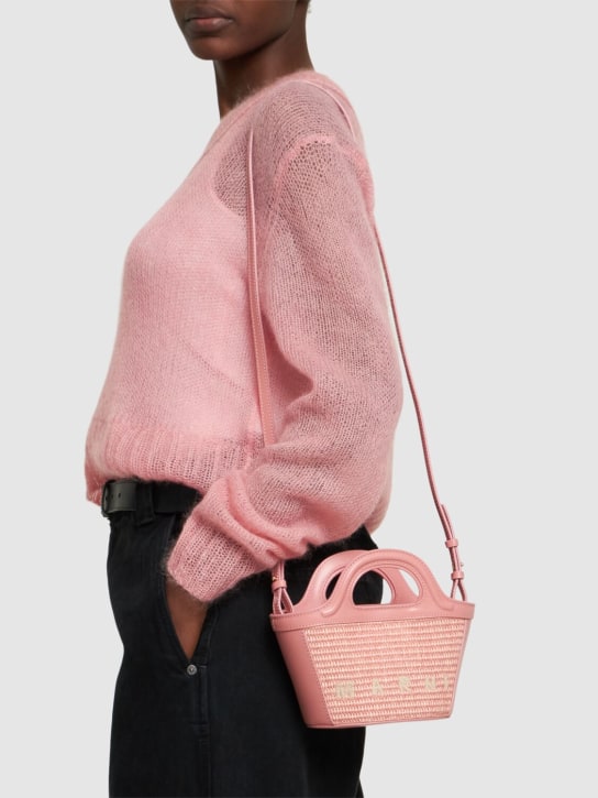 Marni: Micro Tropicalia raffia effect bag - Light Pink - women_1 | Luisa Via Roma