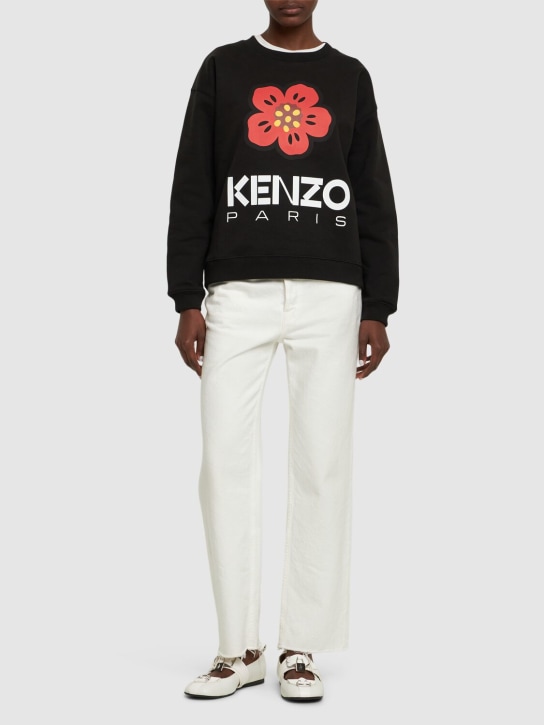 Kenzo Paris: Sweat-shirt en coton brossé Boke Flower - Noir - women_1 | Luisa Via Roma