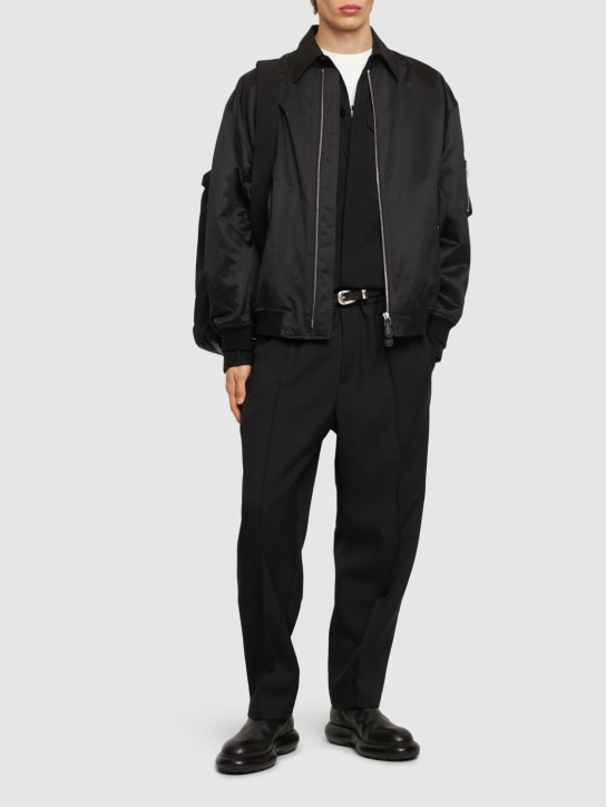Jil Sander: Shiny cotton bomber jacket - Pitch Black - men_1 | Luisa Via Roma