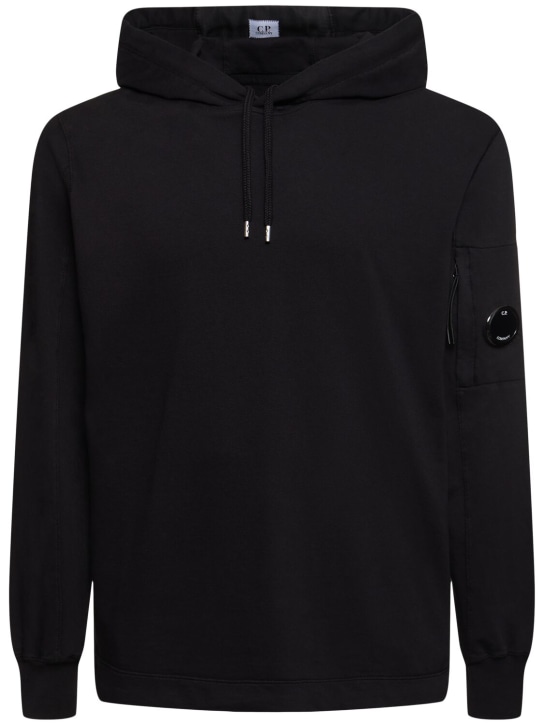 C.P. Company: Light cotton fleece hoodie - Siyah - men_0 | Luisa Via Roma