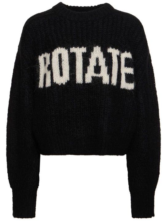 Rotate: Shandy Firm wool blend knit sweater - Black - women_0 | Luisa Via Roma