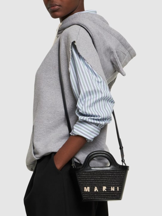 Marni: Micro Tropicalia Summer top handle bag - Black - women_1 | Luisa Via Roma