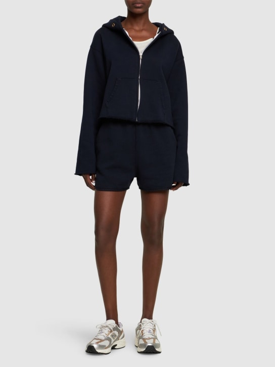 Les Tien: Cropped zip-up hoodie - Navy - women_1 | Luisa Via Roma