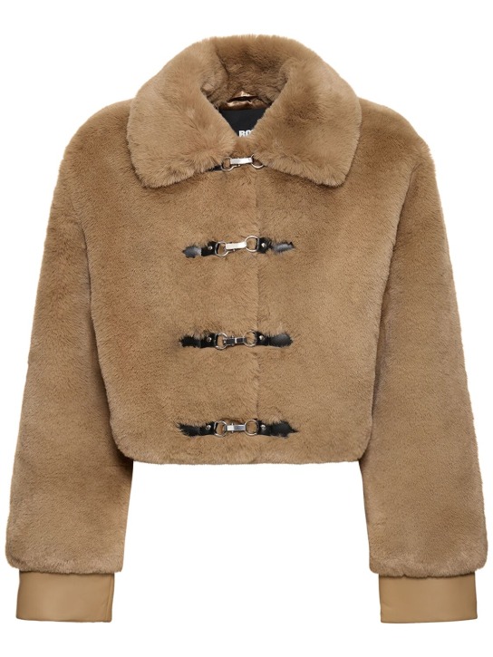 Rotate: Sepia fluffy faux fur jacket - Bej - women_0 | Luisa Via Roma