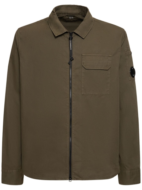 C.P. Company: Gabardine zipped shirt - Yeşil - men_0 | Luisa Via Roma