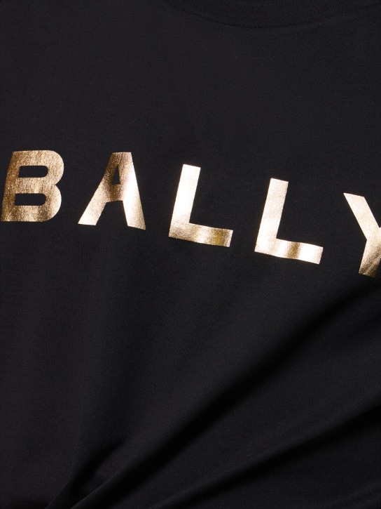 Bally: Camiseta de jersey de algodón con logo - Negro - men_1 | Luisa Via Roma