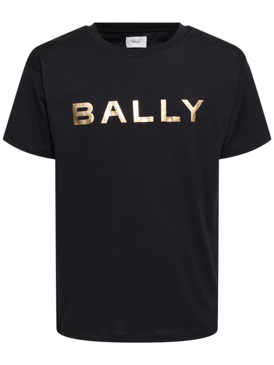 Bally: コットンジャージーTシャツ - ブラック - men_0 | Luisa Via Roma