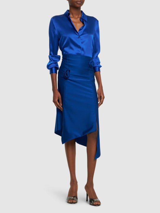 Coperni: Flower stretch jersey midi skirt - Blue - women_1 | Luisa Via Roma