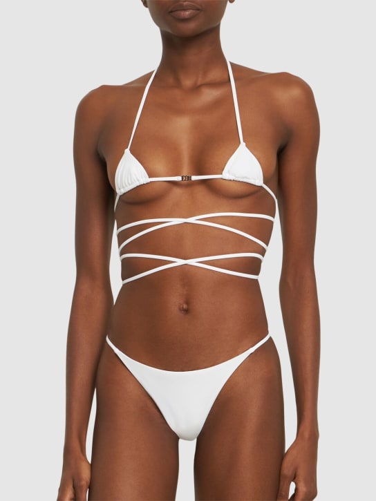 Dsquared2: Top de bikini de lycra - Blanco - women_1 | Luisa Via Roma