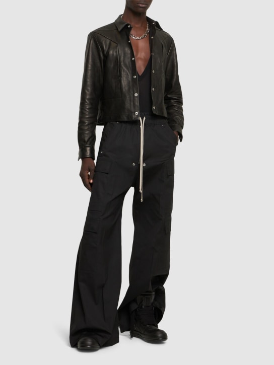 Rick Owens: Pantalones de algodón stretch - Negro - men_1 | Luisa Via Roma
