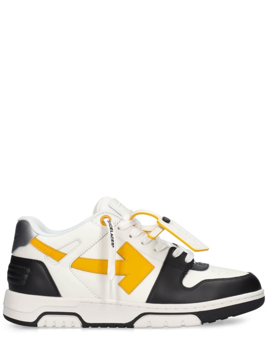 Off-White: Sneakers Out Of Office in pelle - Giallo/Argento - men_0 | Luisa Via Roma