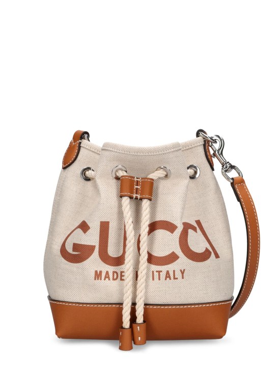 Gucci: Gucci印花迷你帆布单肩包 - 白色/棕色 - women_0 | Luisa Via Roma