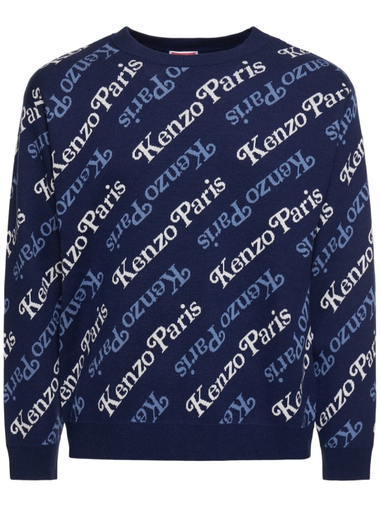 Kenzo Paris: Suéter de punto de algodón - Azul - men_0 | Luisa Via Roma