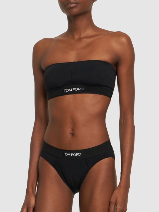 Tom Ford: Tech jersey bandeau bra - Black - women_1 | Luisa Via Roma