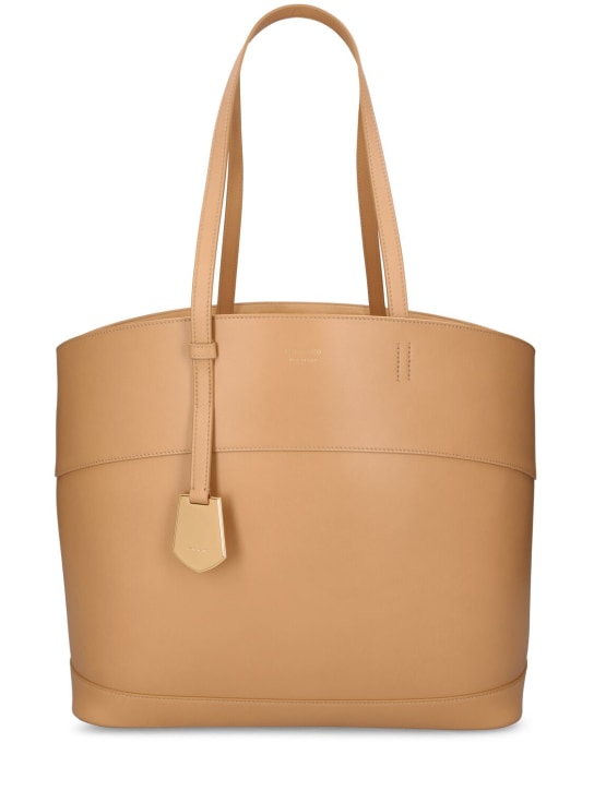 Ferragamo: Medium Entry leather tote bag - Açık Camel - women_0 | Luisa Via Roma