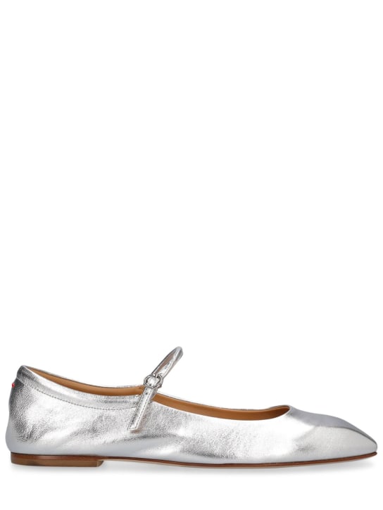 Aeyde: 10mm Uma laminated leather ballerina - Silver - women_0 | Luisa Via Roma