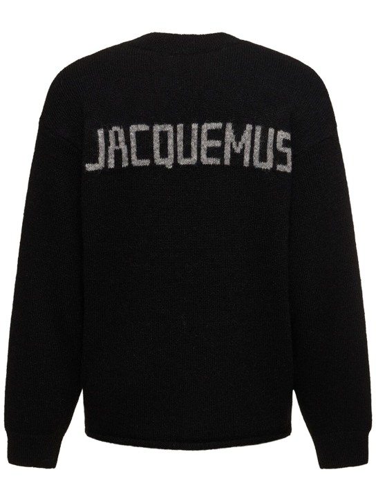 Jacquemus: Pull-over en alpaga mélangé Le Pull Jacquemus - Noir - men_0 | Luisa Via Roma