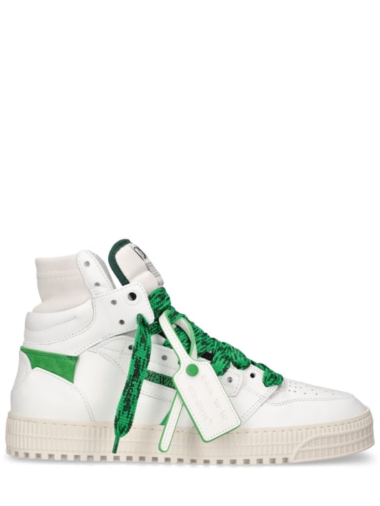 Off-White: Sneakers en cuir 3.0 Off Court - Blanc/Vert - men_0 | Luisa Via Roma