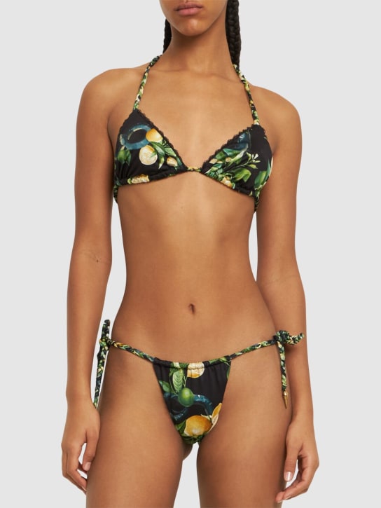 Roberto Cavalli: Top bikini in Lycra stampata - Multi Nero - women_1 | Luisa Via Roma
