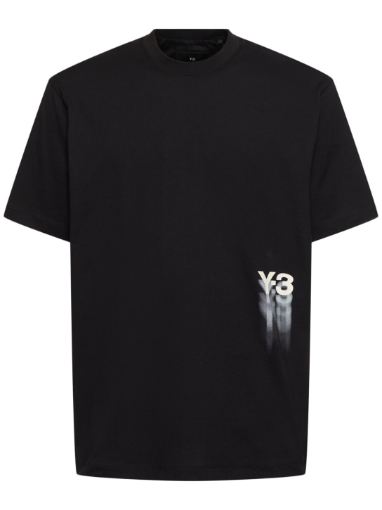 Y-3: T-shirt long à manches courtes GFX - Noir - men_0 | Luisa Via Roma