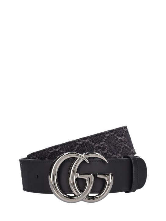 Gucci: 40mm breiter Gürtel „GG Marmont Denim“ - Schwarz/Grau - women_0 | Luisa Via Roma