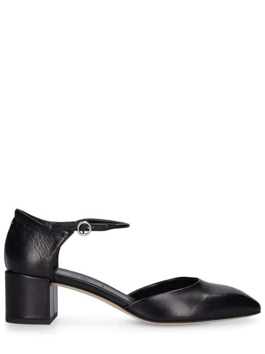 Aeyde: 45mm Magda nappa leather heels - Siyah - women_0 | Luisa Via Roma