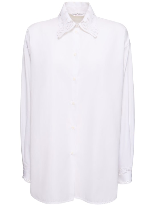 Ermanno Scervino: Embroidered cotton shirt - Beyaz - women_0 | Luisa Via Roma