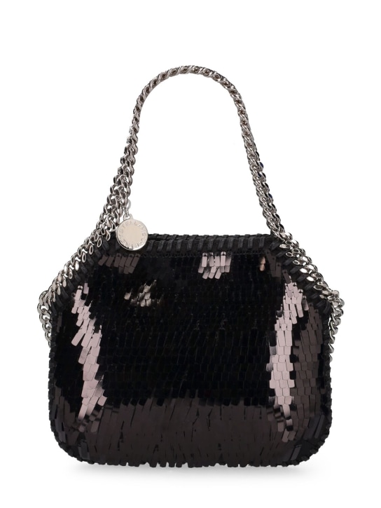 Stella McCartney: Mini Falabella sequined top handle bag - Siyah - women_0 | Luisa Via Roma