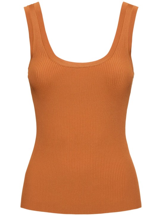 Zimmermann: Junie scoop neck viscose blend tank top - Orange - women_0 | Luisa Via Roma