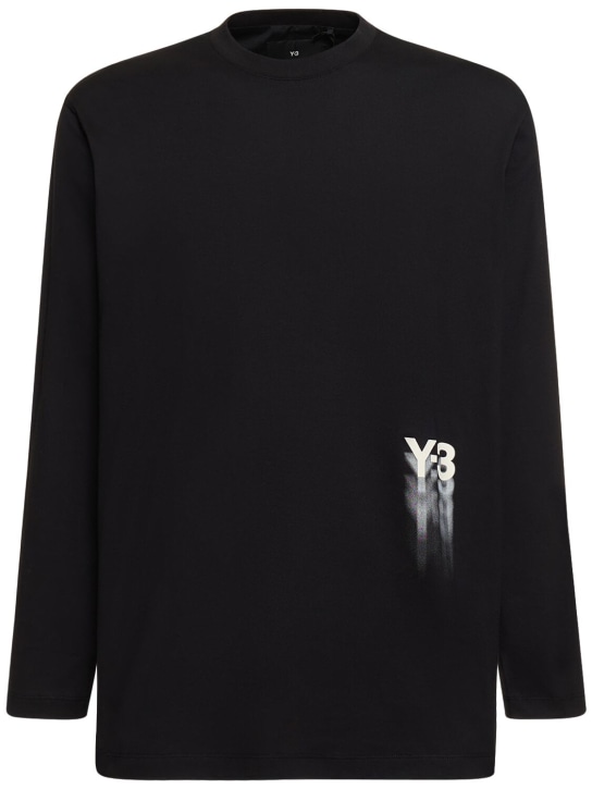 Y-3: GFX long sleeve t-shirt - Black - men_0 | Luisa Via Roma
