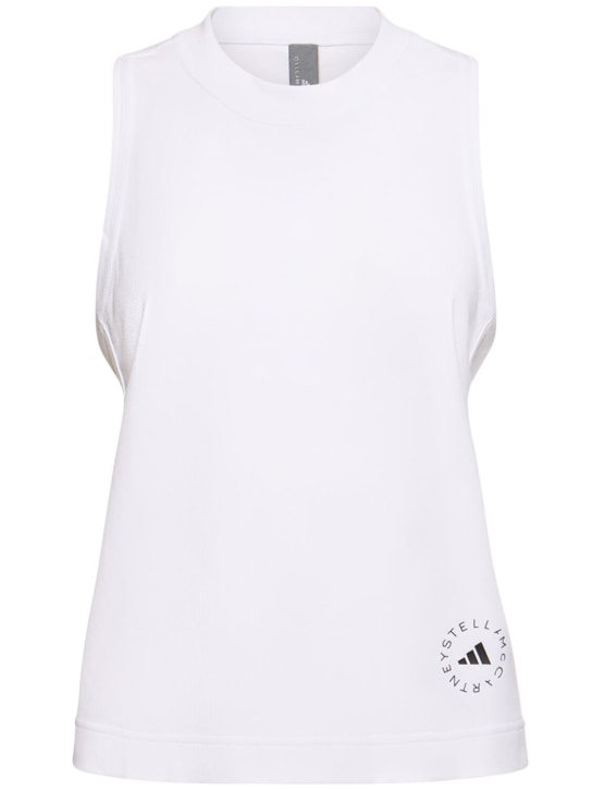 adidas By Stella McCartney: Sportswear logo tank top - Beyaz - women_0 | Luisa Via Roma