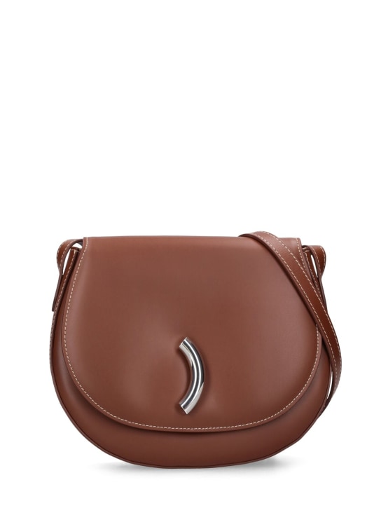 Little Liffner: Maccheroni leather saddle bag - Kestane - women_0 | Luisa Via Roma