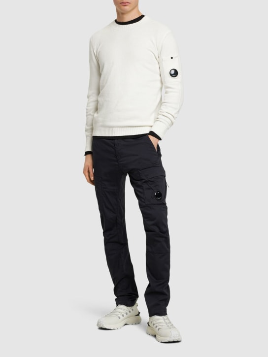 C.P. Company: Cotton chenille knit sweater - Gauze White - men_1 | Luisa Via Roma