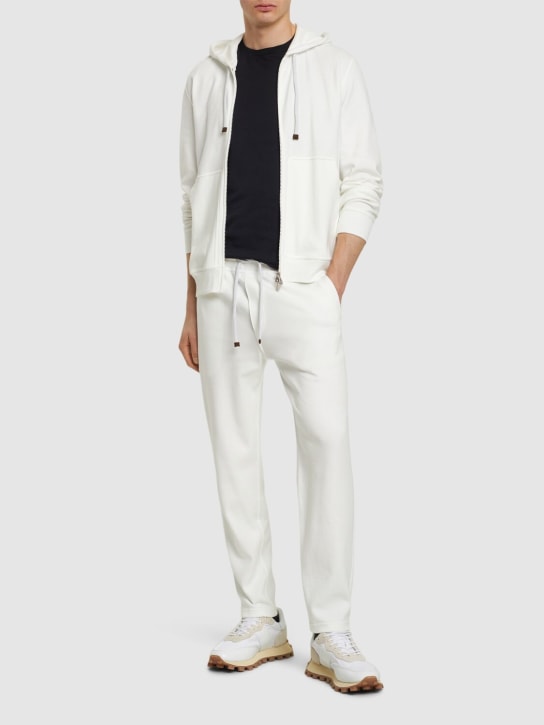 Brunello Cucinelli: Cotton blend sweatpants - Off White - men_1 | Luisa Via Roma