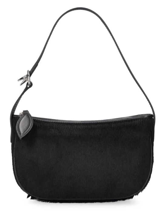 Little Liffner: Mini Moon pony hair leather shoulder bag - Black - women_0 | Luisa Via Roma