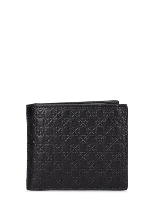 Off-White: Monogram leather bifold wallet - Siyah - men_0 | Luisa Via Roma