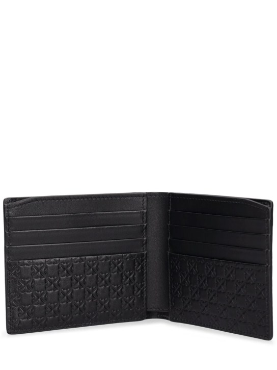 Off-White: Monogram leather bifold wallet - Siyah - men_1 | Luisa Via Roma