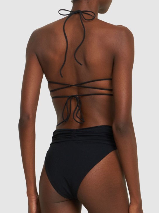 Magda Butrym: 3D flower tech triangle bikini top - Black - women_2 | Luisa Via Roma