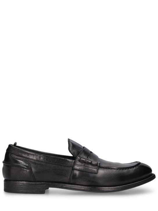 Officine Creative: Chronicle leather loafers - Siyah - men_0 | Luisa Via Roma